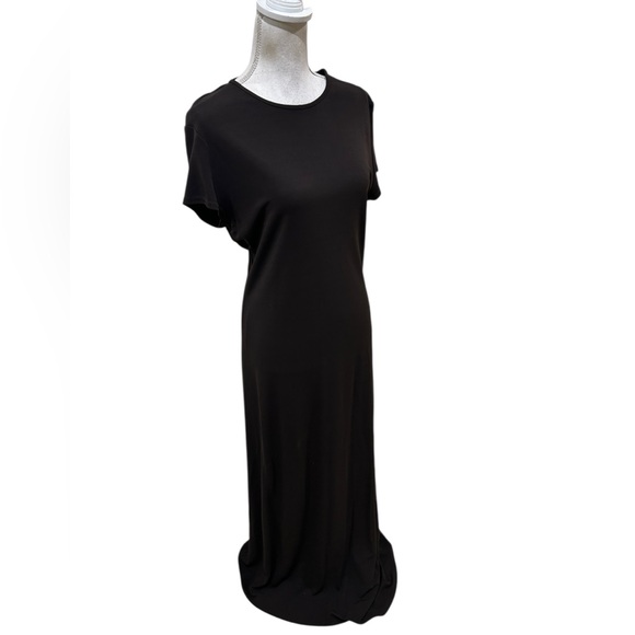 Vintage Ann Taylor dark brown short sleeve stretchy casual maxi Dress size 14 - Picture 3 of 8